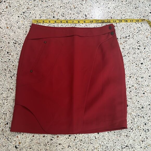 Arnoldo Bassini red faux wrap skirt side zip lined Small s stud - Picture 6 of 7